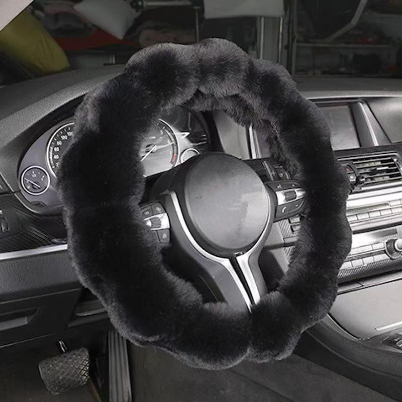 Soft Fluffy Car Steering Wheel Cover Plush Winter Warm Steering Wheel Grip Cover Non-Slip Steering Wheel Protector Car Steering