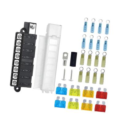 8 Way Fuse Box Heat Shrink Connector with Transparent Cover Blade Fuses Blade Fuse Block Holder for Yacht Automobiles