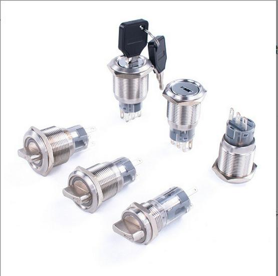 16/19/22mm Metal Selector Switch: Two/Three-Speed Self-Locking or Self-Returning with Key Button
