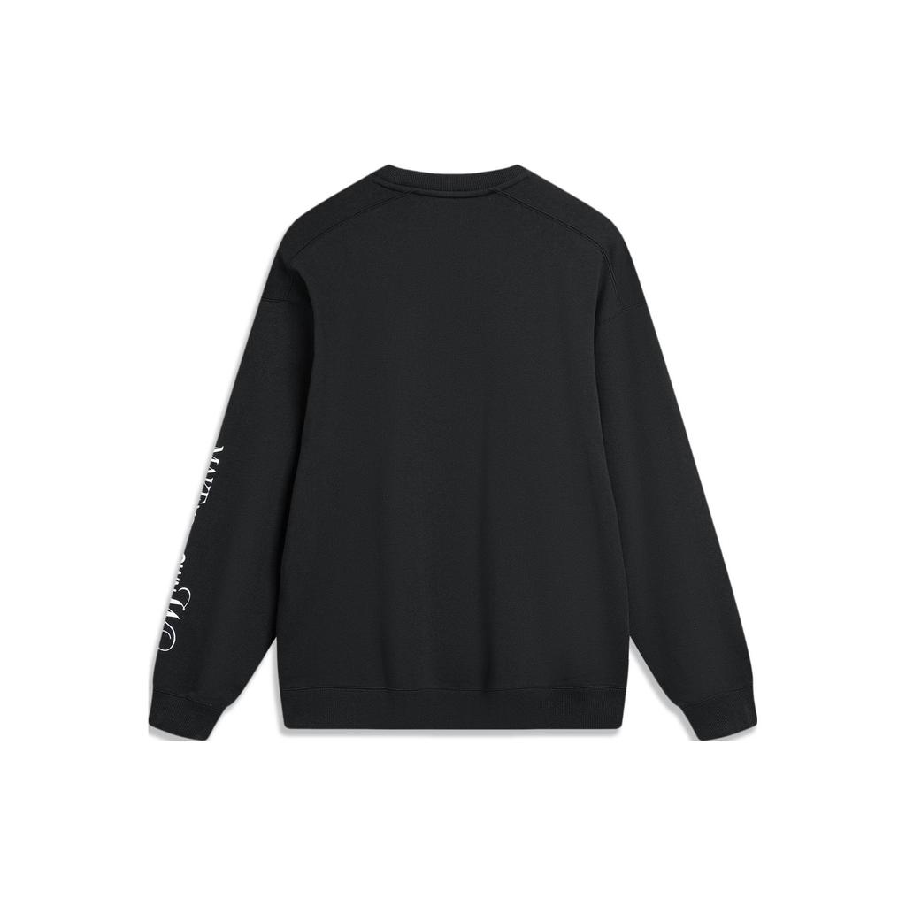 Li Ning Wade Series Letter Rundhals-Pullover Lockeres Sweatshirt Unisex-Sweatshirt Schwarz AWDU001-1