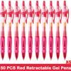10/100 PCS Roise Retractable Gel Pens Set Black/Red/Blue Ink Ballpoint for Writing Refills Office School Supplies Stationery