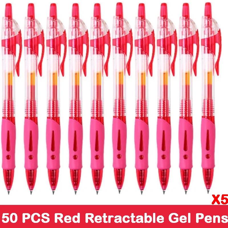 10/100 PCS Roise Retractable Gel Pens Set Black/Red/Blue Ink Ballpoint for Writing Refills Office School Supplies Stationery