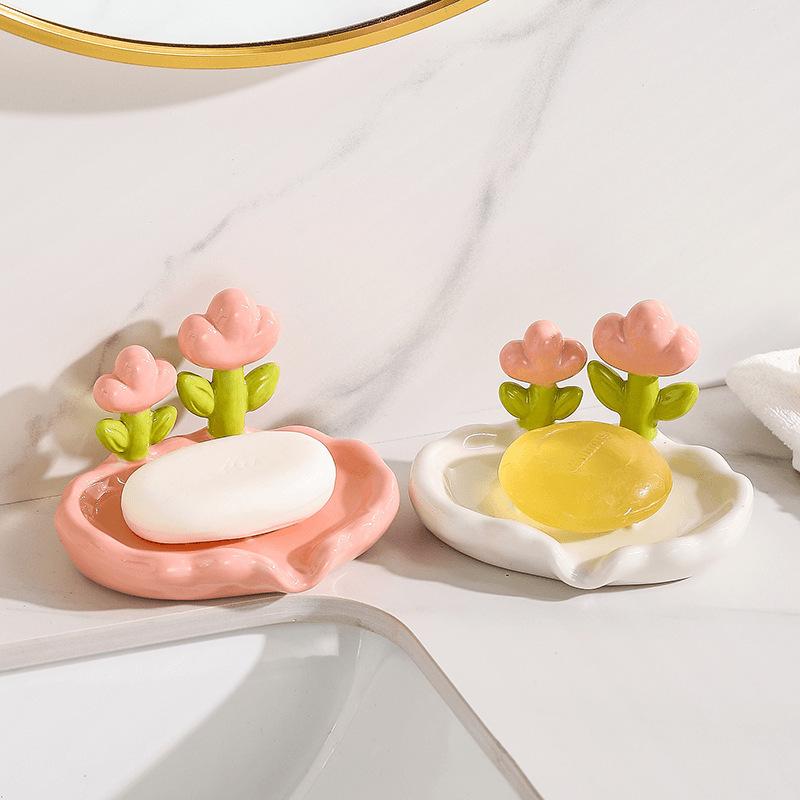

5 Yuan Off: Luxury Soap Dish - Punch-Free Flower Design Holder