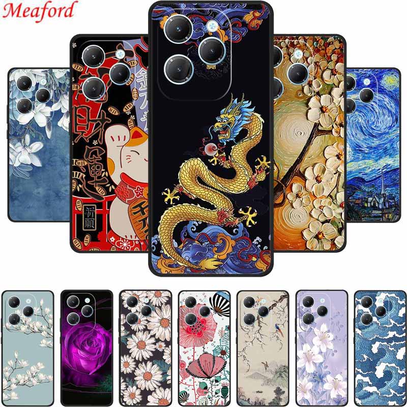 For Infinix Note 40X 5G Case 3D Relief Emboss Black Silicone Soft Back Cover Case For Infinix Smart 8 Plus Hot 40 Pro 40i Case