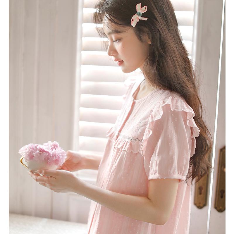 Spring and summer new women's cotton yarn French sweet pure cotton girl short-sleeved shorts loungewear set 19