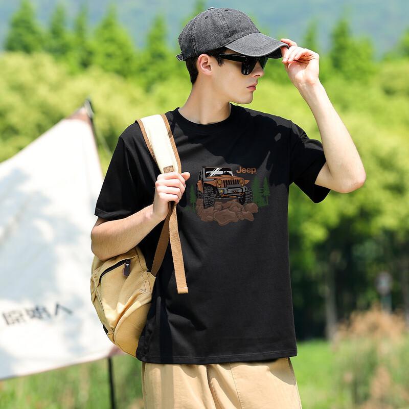 JEEP Men's Pure Cotton Crew Neck T-Shirt