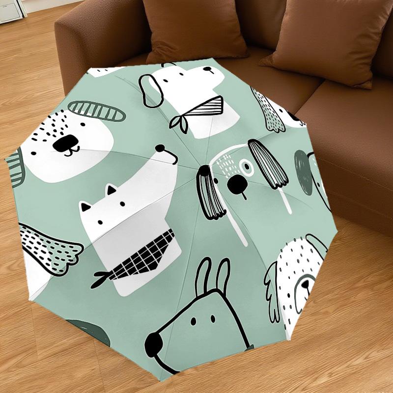 1PC Dog Pattern Umbrella-8-Rib Reinforced, Automatic Open, Lightweight & Durable, Cute Fashion Accessory for Outdoor-A1309