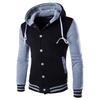 Men's Slim Fit Baseball Jacket Casual Sports Hooded Fleece Lined Button Pullover Sweatshirt With Pocket