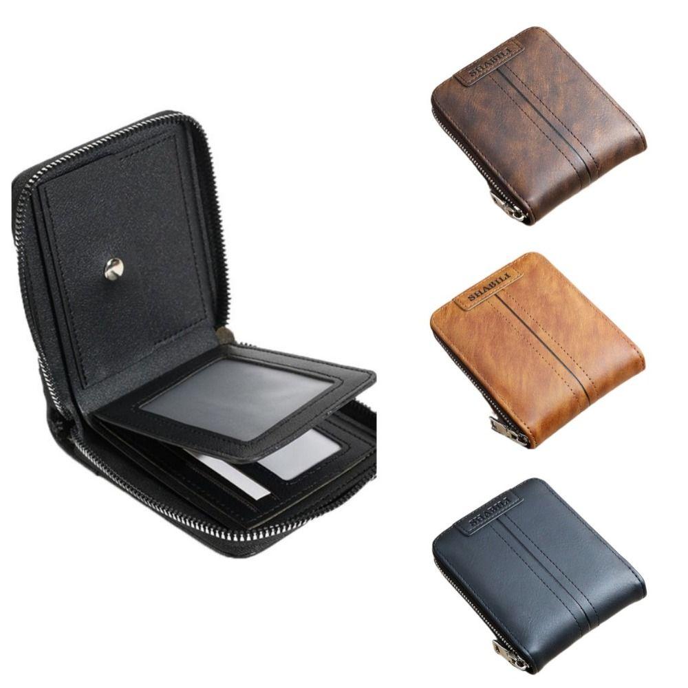 With Zipper Men Short Wallet Multiple Card Slots Business Coin Purses Vintage Card Holder  Boy