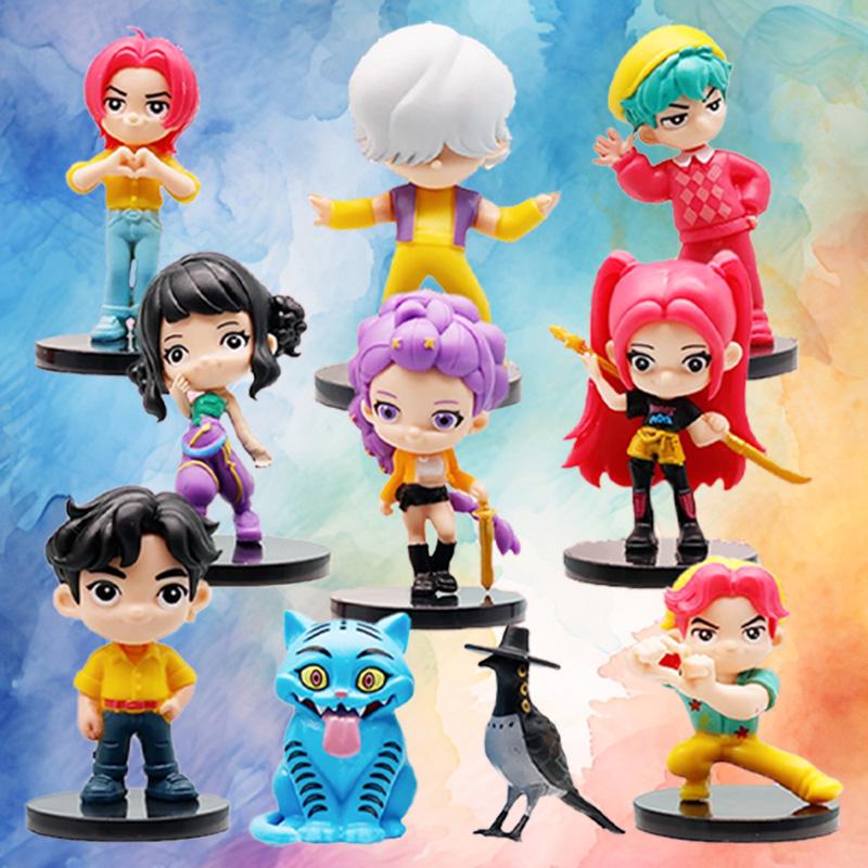 10pcs/Set K pop Demon Hunters Anime Figure Toys PVC Model Derpys Tiger Rumi Mira Zoey Sussy Figurine Doll Fans Christmas Gift