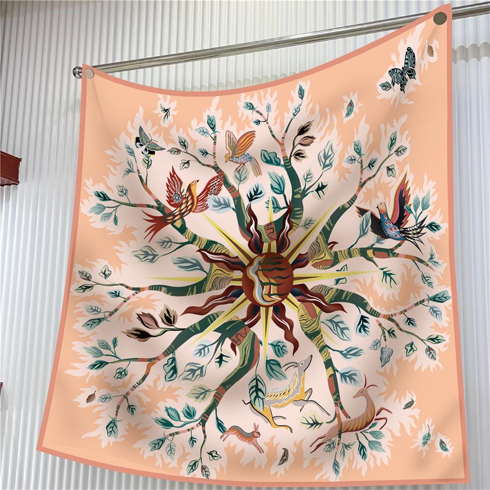 Seidenschal Damen Bedruckte Quadratische Schals Kopf-Echarpes Seiden-Foulards Femme Wickeltücher Strand-Schal Bandana Dame Hijabs 90CM