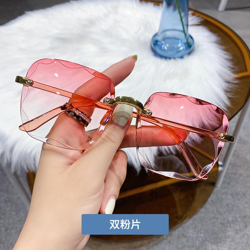 New Rimless Women Sunglasses Fashion Gradient Lenses Sun Glasses Lady Vintage Alloy Legs Classic Designer Shades Uv400