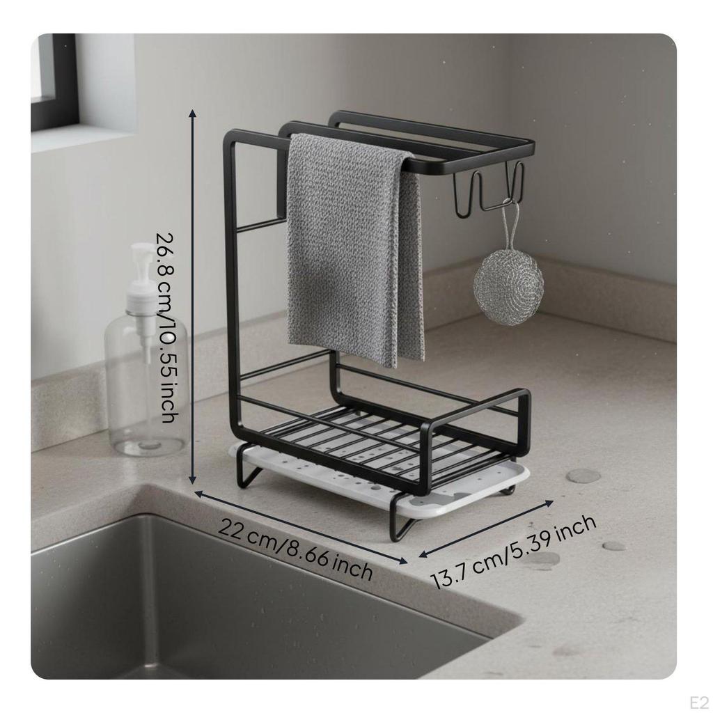 Kitchen Sink Organizer Rack Draining Design Sponge Holder with Dishcloth