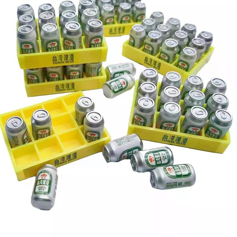 1set Dollhouse Miniature Model Beer Can Mini Drink Bottle Box Kitchen Decor Toy Doll House Accessories 1:6 W/box
