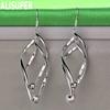 925 Sterling Silver Matte Smooth Bead Pendant with Piercing Earrings Fashion Charm Wedding Jewelry