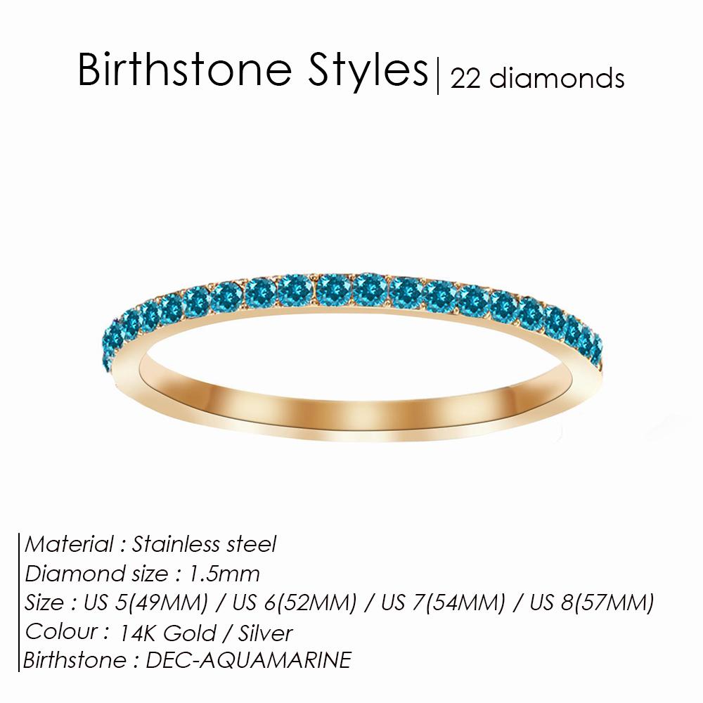 Rhinestone Birthstone Stainless Steel Ring Luxury Jewelry Gift 12 Zodiac Sparkling Rings For Women Wholesale US5/6/7/8