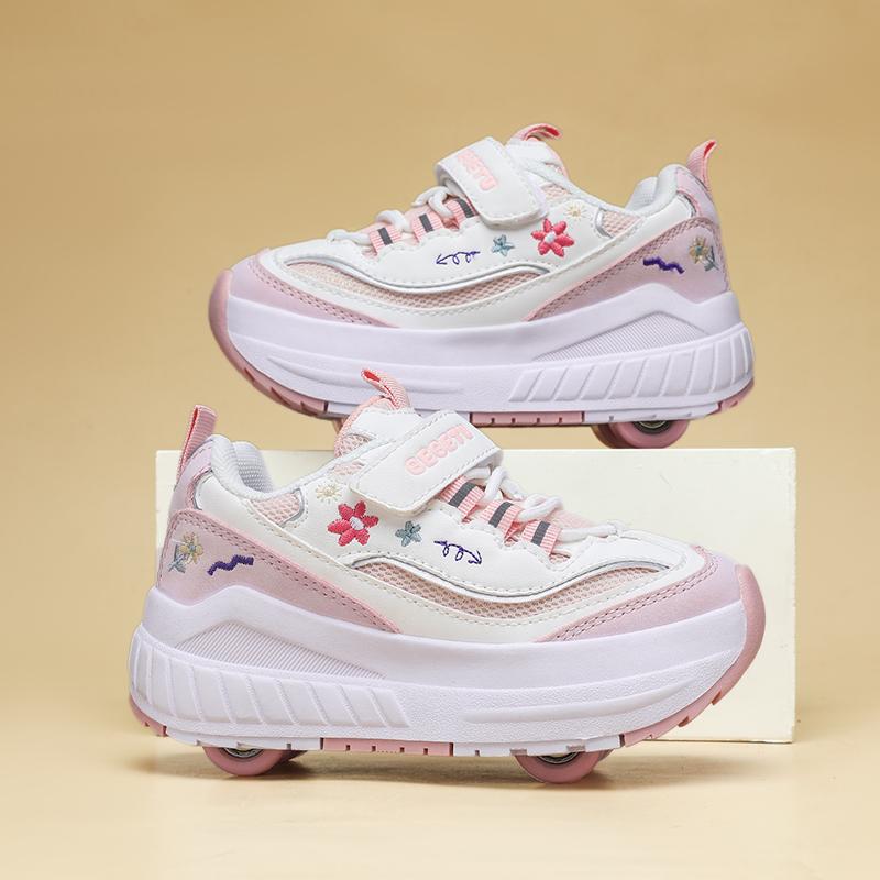 Boys/ Girls Deformed Shoes Four-wheel Dual-purpose Roller Skates Double Row Running Shoes Roller Skates Shoes with Wheels