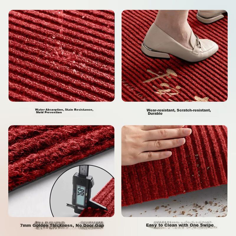 Nanfangshenghuo Entrance Mat, Luxurious Doormat for Entryway, Thick Non-Slip Mat, Red Housewarming Mat for Outdoor Entrance