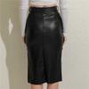 Ladies Sexy Lace-Up Leather Skirt Party Dress Fashion Solid Color Casual Bodycon Midi Skirt