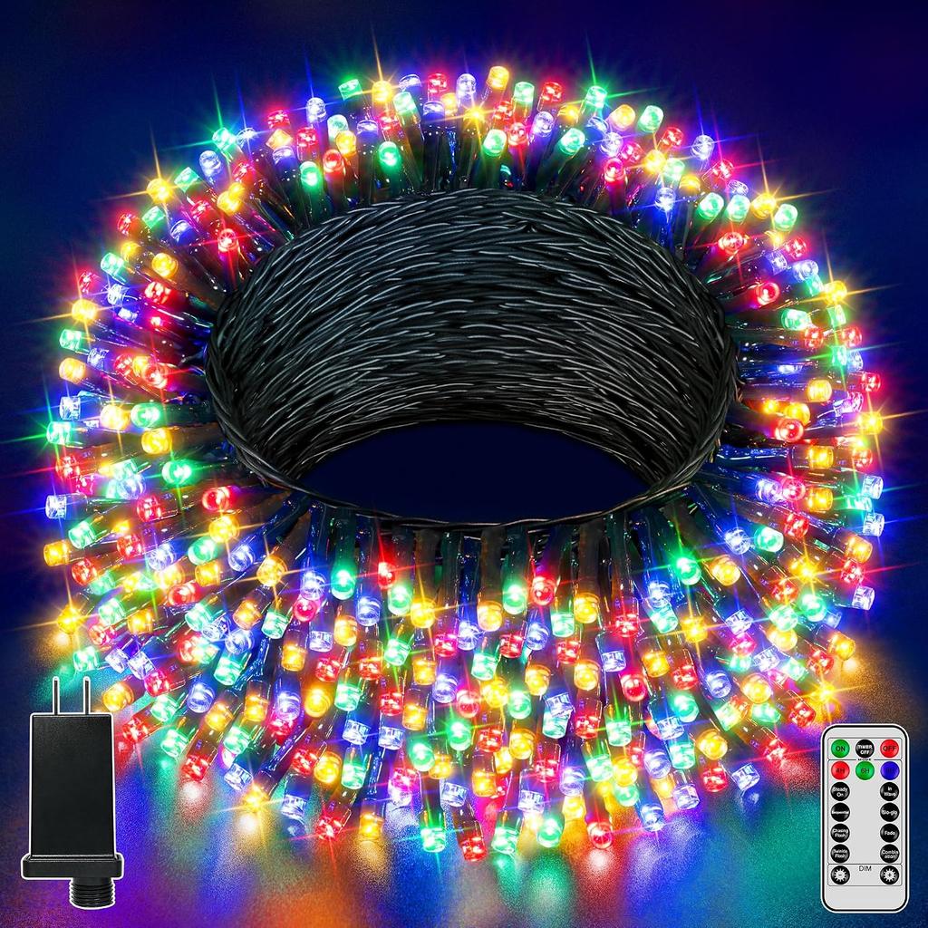Guhope Christmas Lights 66FT 200 LED, Christmas Tree Light with 8 Lighting Modes, Outdoor Waterproof String Lights with Remote and Timer, Fairy Light