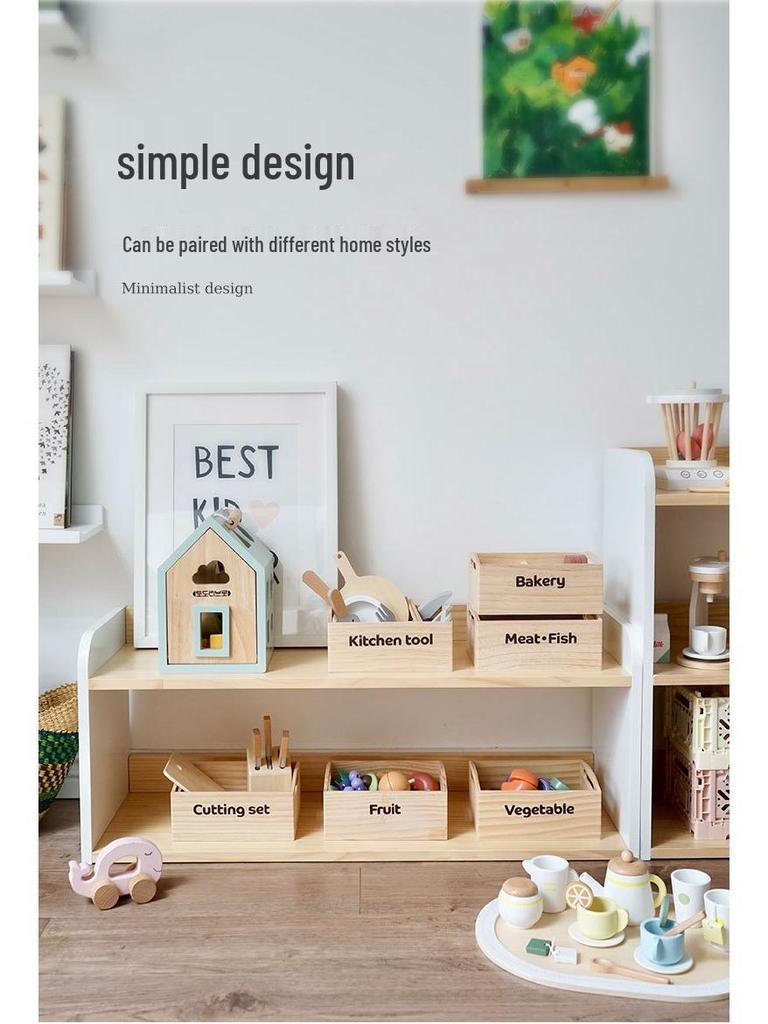 Korean Style Wooden Bookcase & Toy Storage Rack for Children's Room