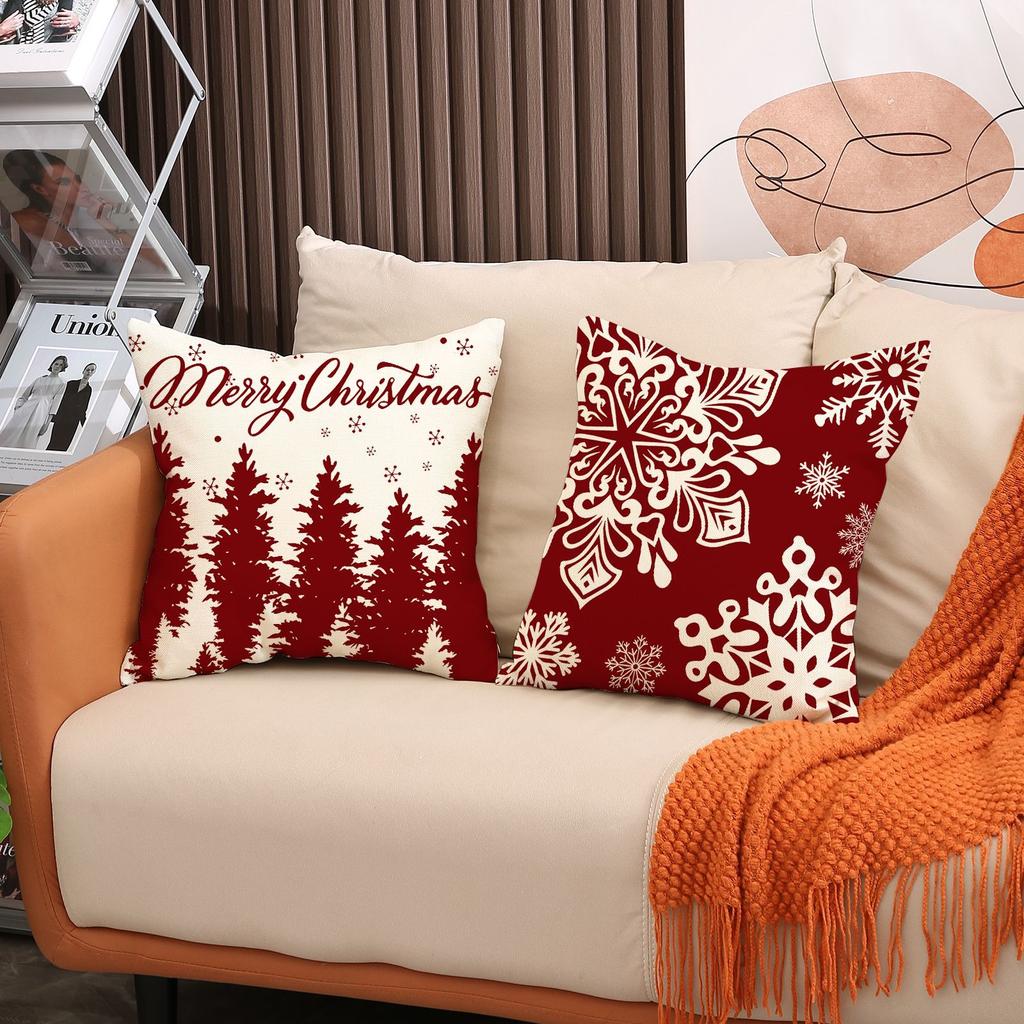 Christmas Pillow Case Elk Print Sofa Cushion Home Bedside Cushion Pillow Case