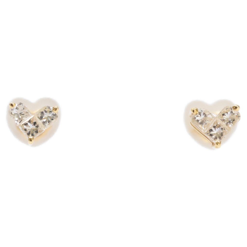 STAR JEWELRY Beautiful K18 Mysterious Heart 0.15ct Diamond earring Yellow GoldUsed