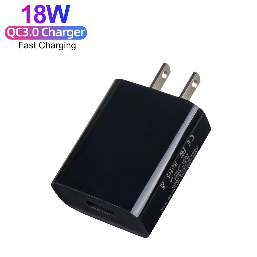 Plugue UE EUA Carregador USB para Celular Carregador de Parede Quick Charge 3.0 18W Carregador Rápido USB QC3.0