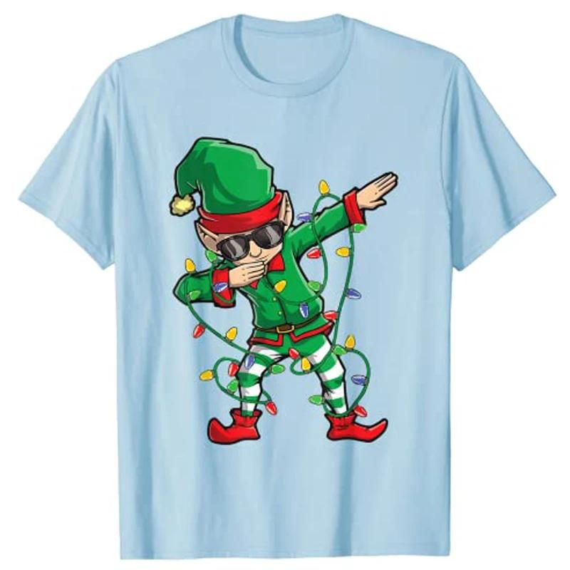 Dabbing Elf Squad Christmas Lights Sunglasses Boys Girls Kids T-Shirt