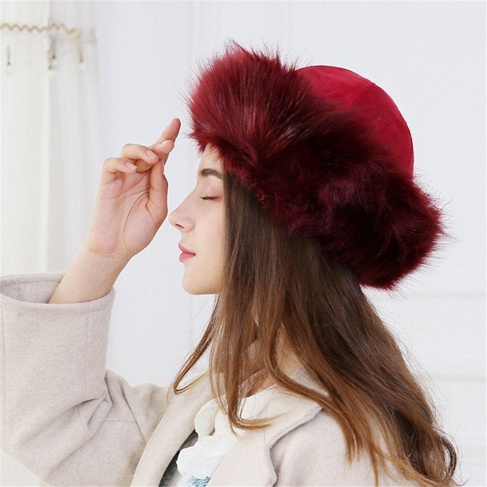 

Women Russian Cossack Warm Faux Fur Hat Plush Hat Fleece Ski Cap