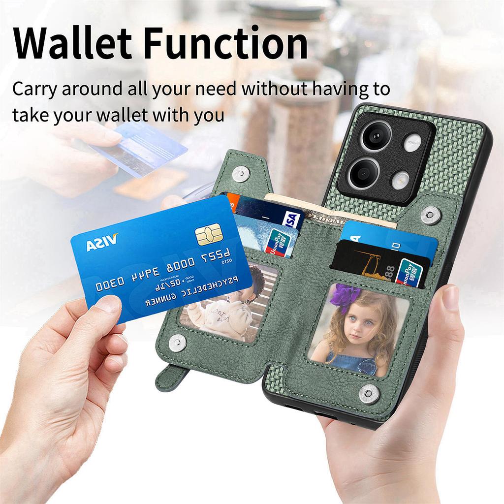 C1-04 For Xiaomi Redmi Note 13 4G Wallet Case PU+PC+TPU Phone Cover with Kickstand