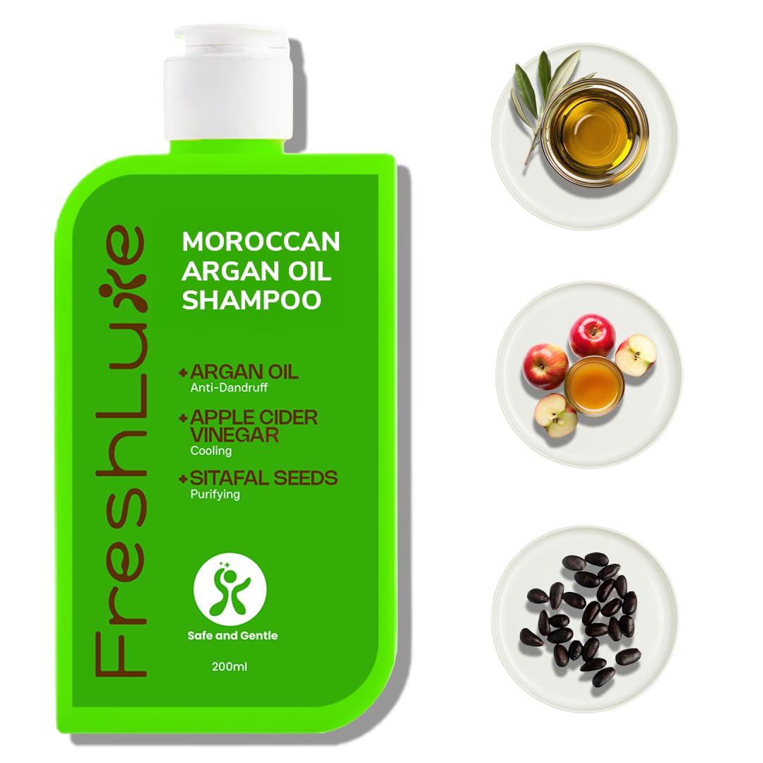 Moroccan Argan Oil Shampoo for Men & Women - 200 Ml | Repair Shampoo | Strengthens Damaged Hair | Apple Cider Vinegar for Hair | 200 ML