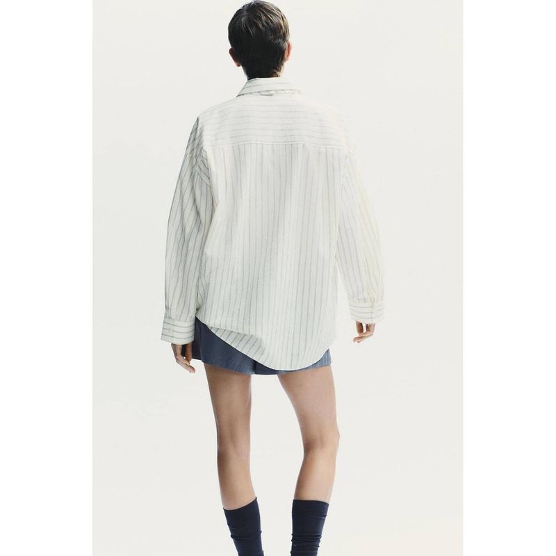 Za Autumn New Arrivals Women's Clothing Zr European and American Style Fashionable Versatile Long-Sleeve Tie Loose Shirt 4764113