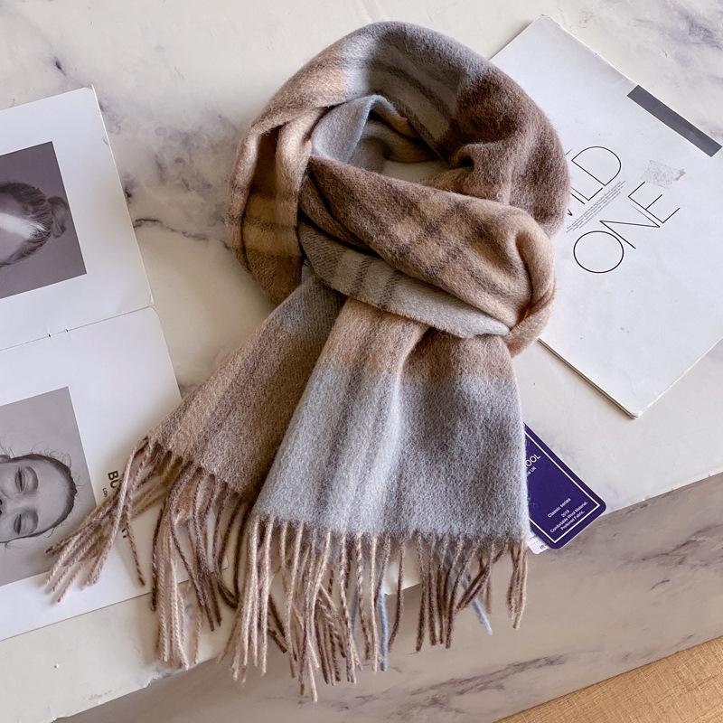 Men's Dark Blue Plaid 100% Pure Wool Scarf - Luxurious Winter Gift for Boyfriend, Father, or Elders.