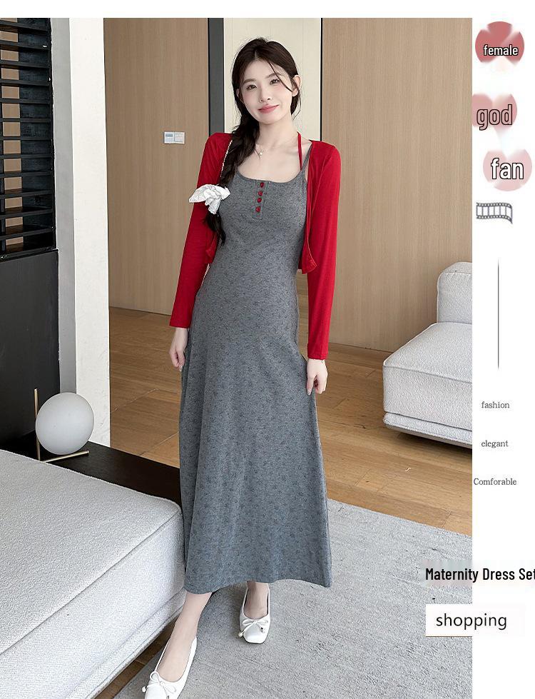 2026 Summer Floral Camisole Dress & Red Sun Protection Cardigan Set