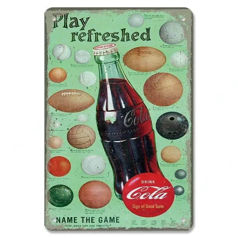 Tin Signs Vintage Cola Soft Drinks Poster Metal Girls Drink Cola Bottles Metal Plate Wall for Bar Pub Club Restaurant Decor