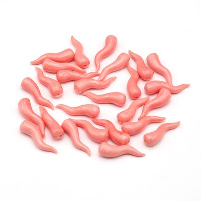 20 sztuk syntetyczne koraliki koralowe 12x25mm kształt rogu półotworowe luźne koraliki do tworzenia biżuterii DIY kobiety naszyjnik akcesoria do bransoletek