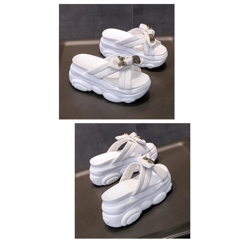 Damskie Nowe Letnie Nowy Kolor Kokardka Gruba Podeszwa Muffin Spadek Spadek Krzyżowe Klapki Buty Damskie