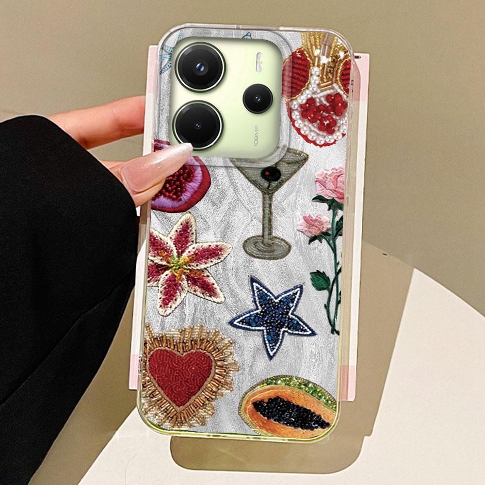 

Planet Fruit Sun Face Feather Texture Phone Case for Xiaomi Redmi 13C 14C A5 A3 A4 A3X A1 A2 Note 14 13 12 11 11S 10 Pro Cover Redmi A1 білий