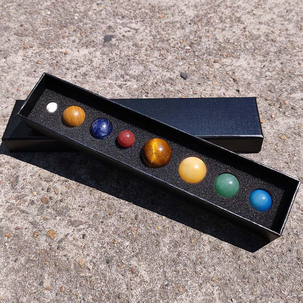 8 Planets Solar Healing Crystal Stones Ball Set Non-engraving Natural Gemstones Collection Personalized Home Offic