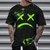Summer Round Neck 3D Neon Graffiti Skull Graphic Print Top Fashionable Casual Short Sleeved Men's T-shirts
