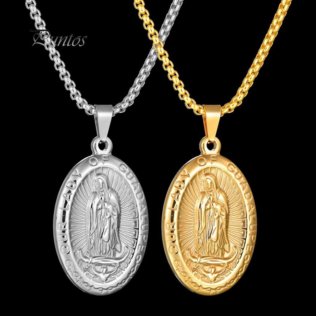 Religious Virgin Mary Guadalupe Embossed Pendant Necklace Jewelry Decor Gift