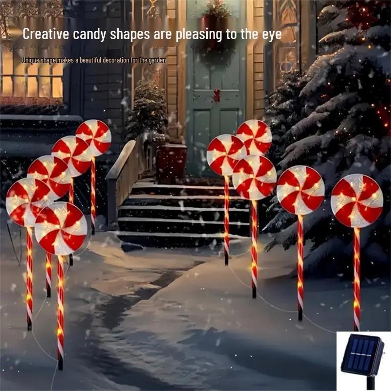 Waterproof LED Solar Christmas Lollipop Stake Light for Outdoor Decoration