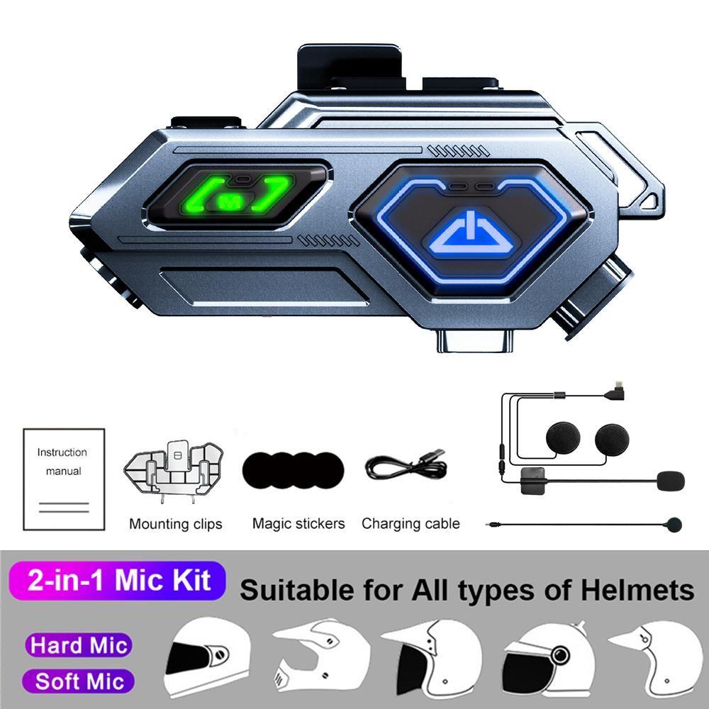 

Мотоциклетная Bluetooth-интерком 500 м дальность 1000 мАч совместное прослушивание музыки шлем гарнитура 1-Pack чёрный