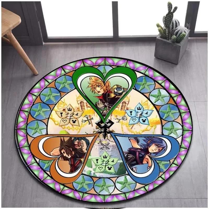 Alfombra Redonda Kingdom Hearts - Felpudo Antideslizante de Dibujos Animados para Sala de Estar, Baño, Cocina y Felpudo