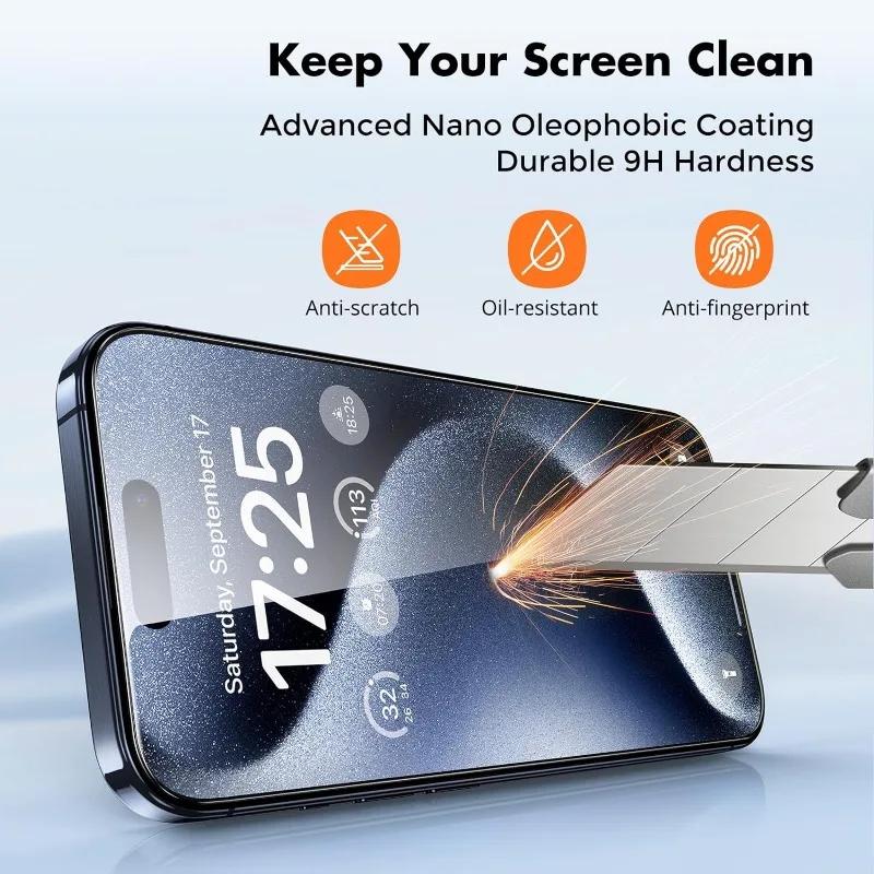 3-5PCS Diamond Glass For iPhone 15 14 13 12 11 PRO MAX No Border Screen Protectors For iPhone XS Max XR 7 8 Plus Tempered Glass