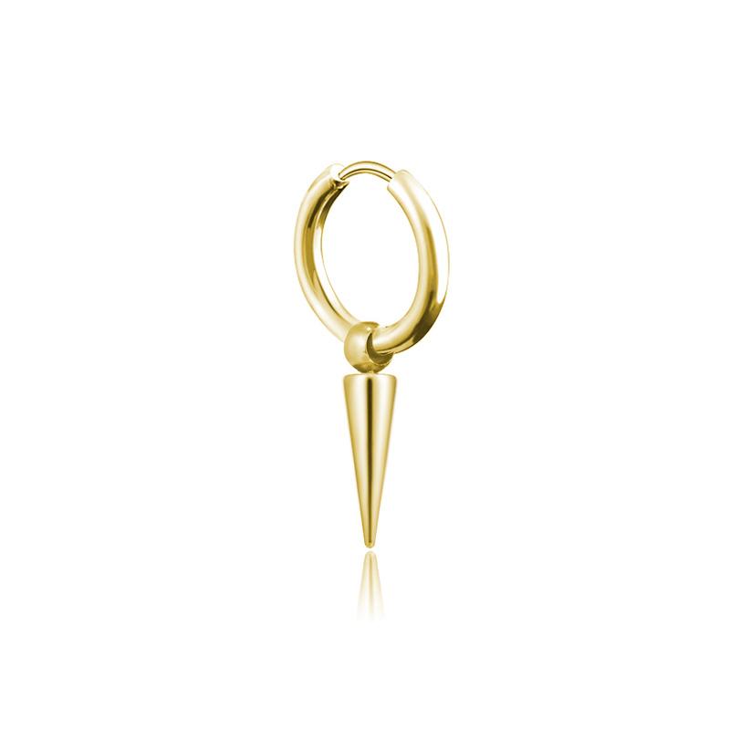 

1pcs Rock Cone Pendant Hoop Earrings for Women Men Stainless Steel Geometric Cartilage Single Earring Hip Hop Piercing Jewelry 12mm Hoop