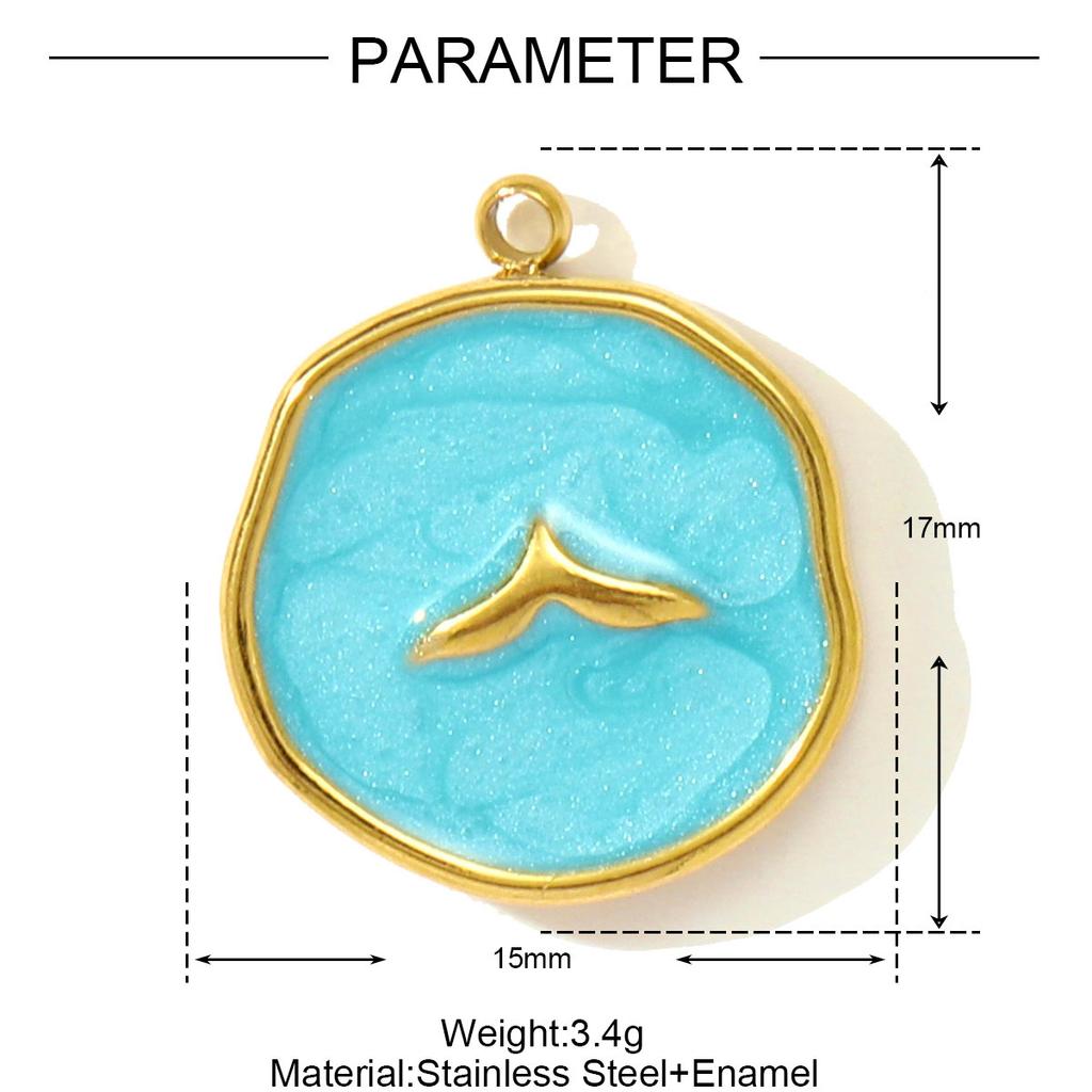 3pcs/Lot Stainless Steel Enamel Starfish Round DIY Charms Palm Tree Fishtail Necklace Pendants Woman Summer Holiday Jewelry