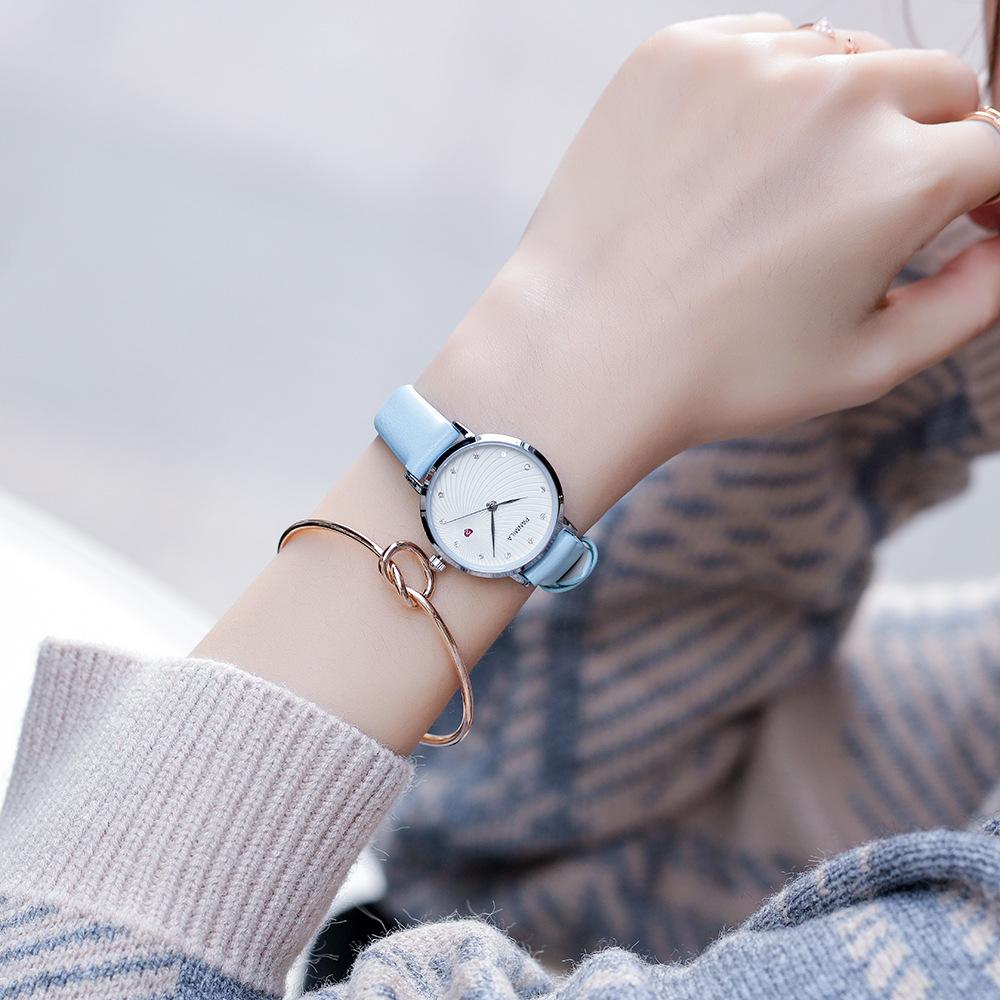 Pasek Damski zegarek Prosty z Kalendarzem Kwarcowy Zegarek Studencki Damski Temperament Modny Zegarek Diamentowy dla Dziewczynek