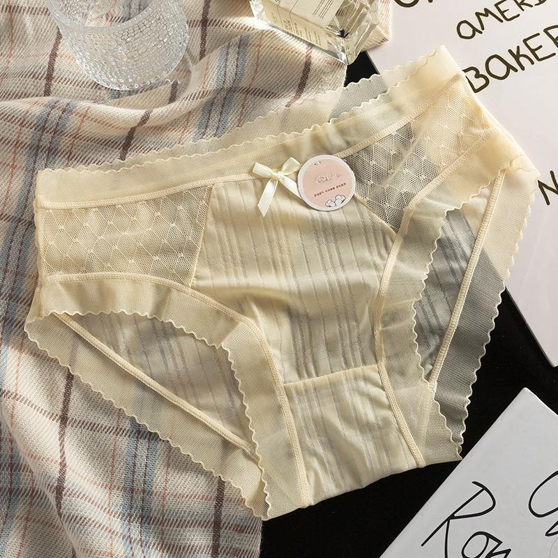 

Жіночі весняно-літні прості мереживні сексуальні трусики з вирізами та бантиком, антибактеріальні, 7A, безшовні XL тілесний